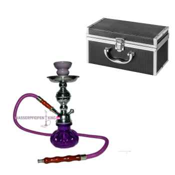 Mini Hookah lila mit Koffer 1-Schlauch