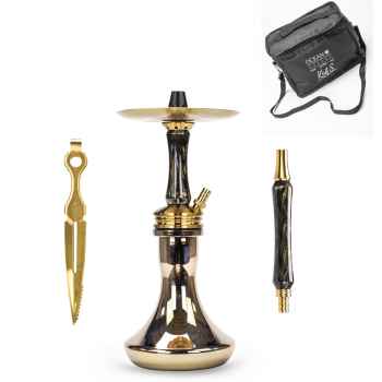 Ocean Hookah Kaif S Small Gold Onyx Gold Chrome