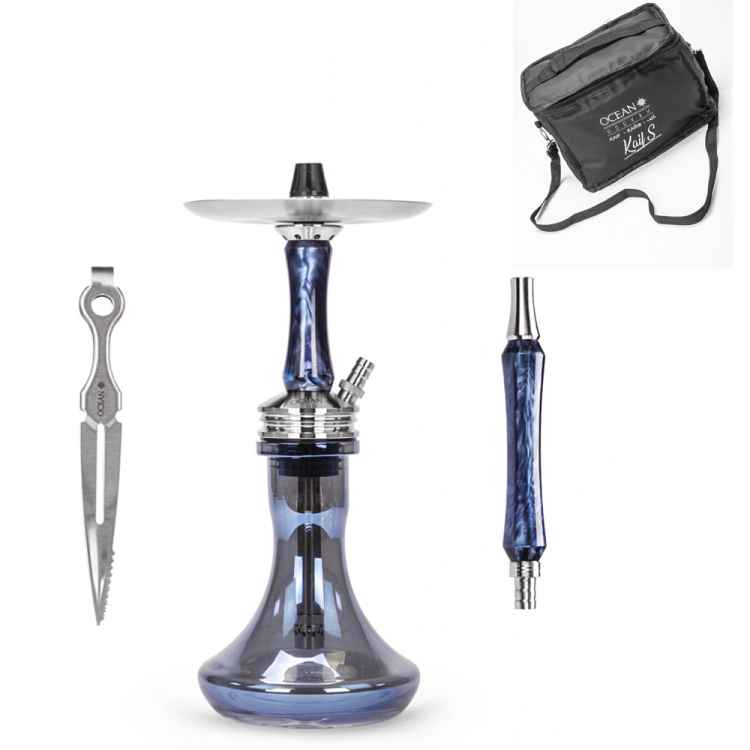 Ocean Hookah Kaif S Small Steel Topas Blue Chrome