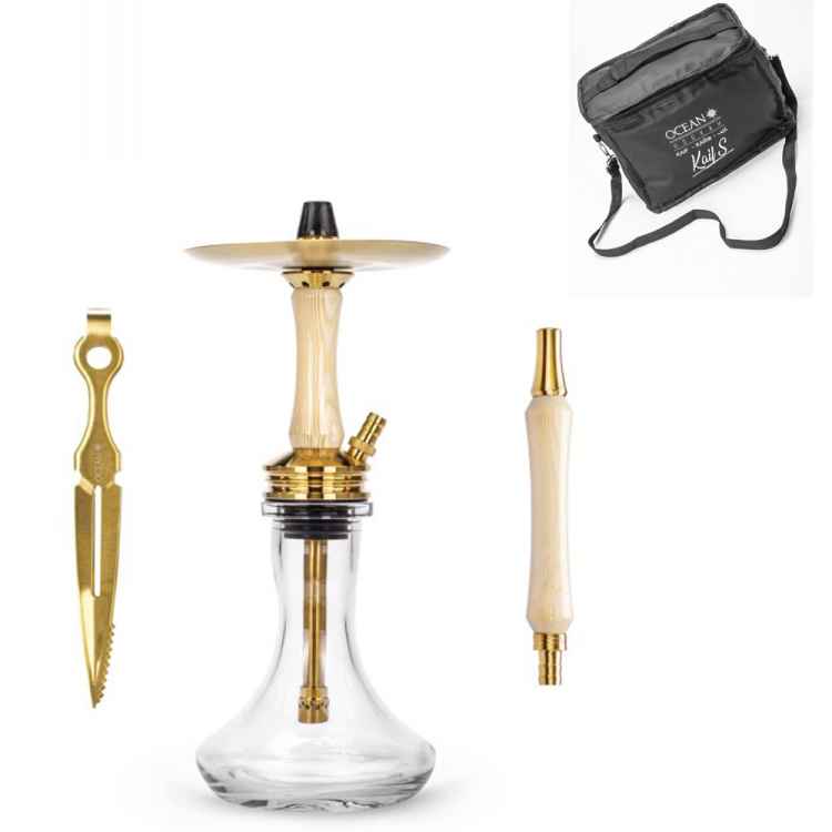 Ocean Hookah Kaif S Small Steel Gold White Wood clear