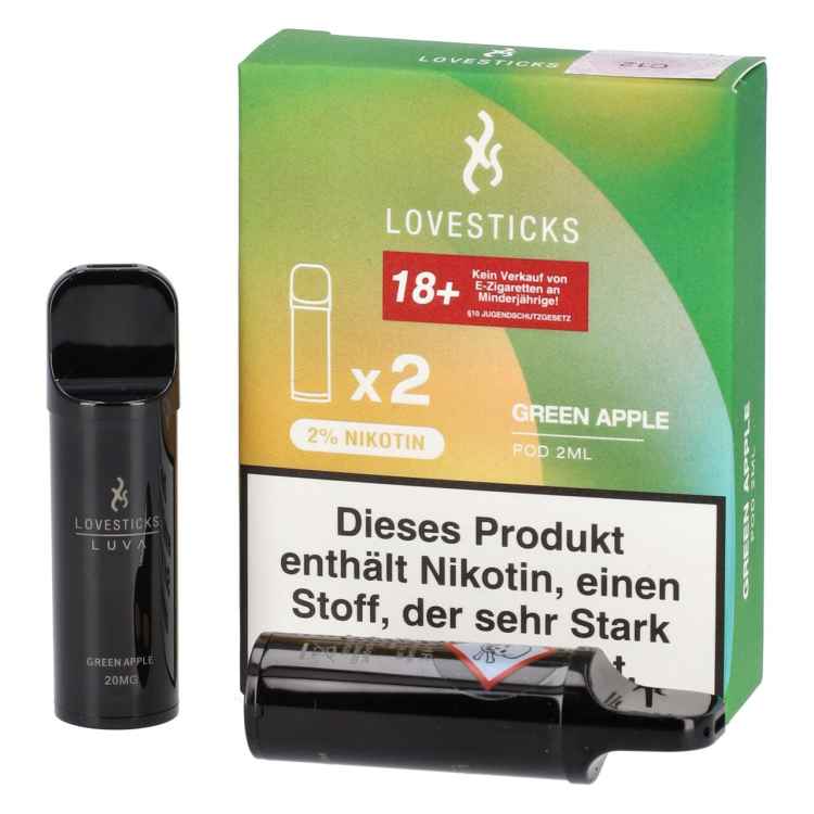 Luva Green Apple 2-Stück Pods 2% Nikotin by Lovesticks